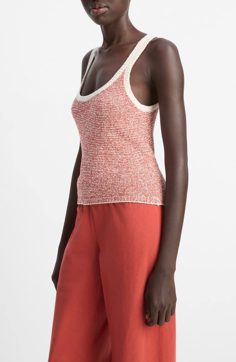 Vince Textured Microstripe Sweater, Alternate, color, Oat Shell/ Brick Rose