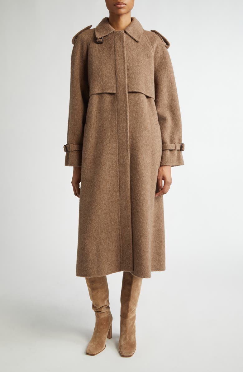 Altuzarra Joan Llama & Wool Trench Coat, Main, color, 