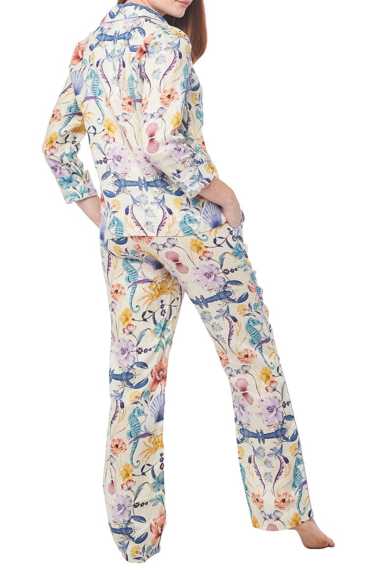 The Lazy Poet Nina Seahorses Linen Pajamas, Alternate, color,
