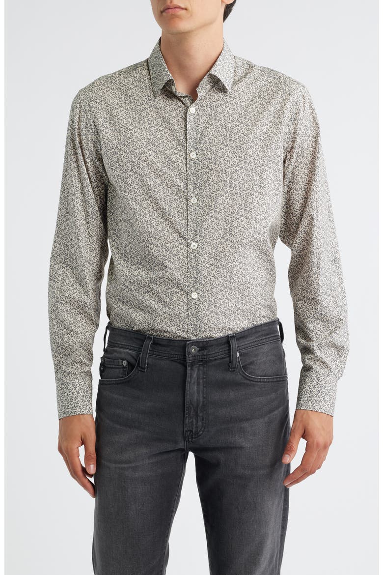 Regular Fit Floral Cotton & Lyocell Dress Shirt, Main, color, BEIGE