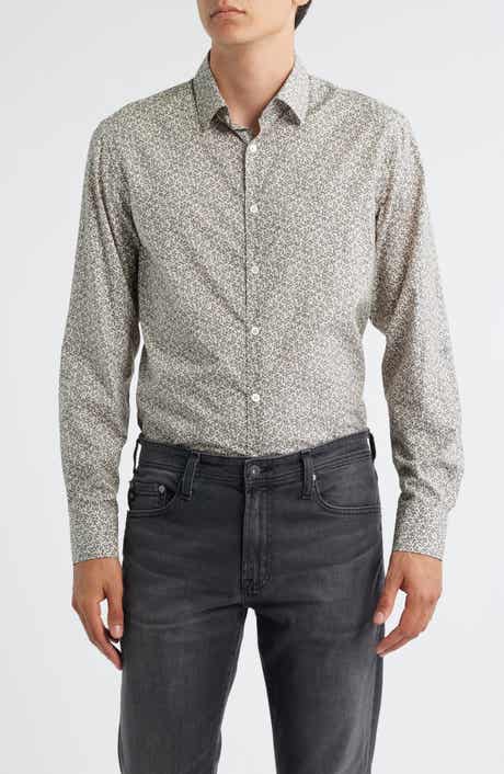 Canali Regular Fit Floral Cotton & Lyocell Dress Shirt