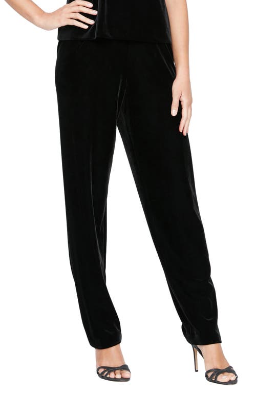 Alex Evenings Slim Fit Velvet Pants in Black 