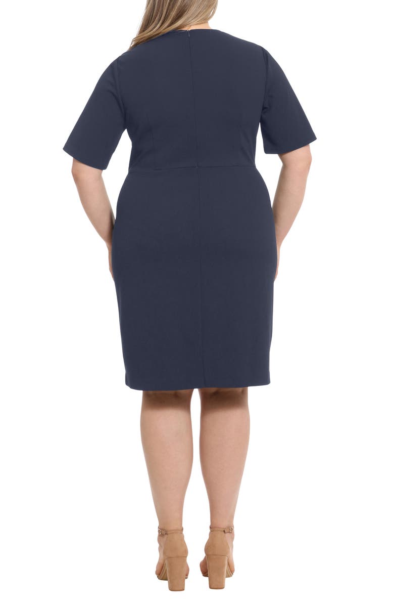 London Times Short Sleeve Sheath Dress, Alternate, color, Navy