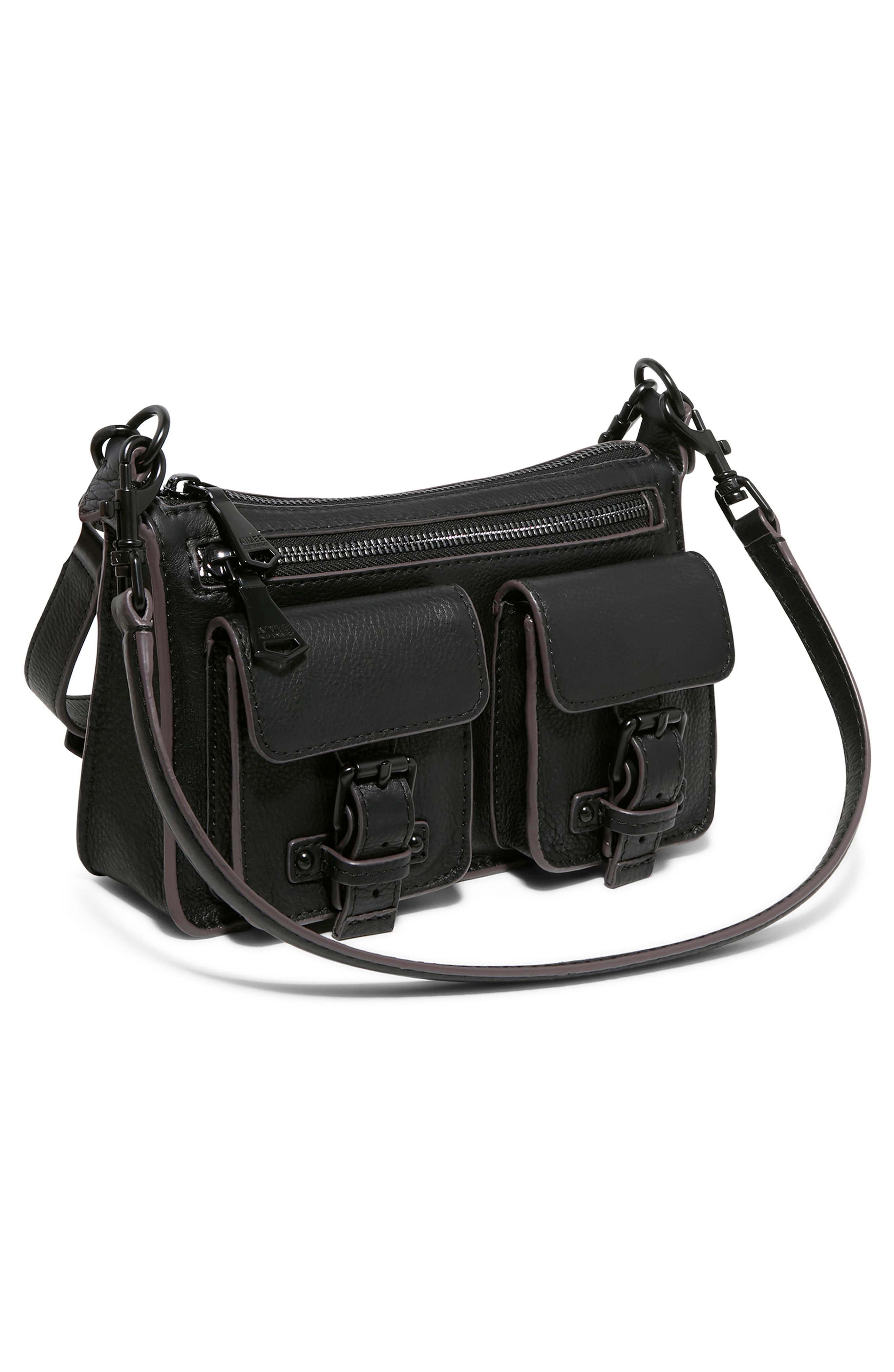 AIMEE Mini Saddle Up Convertible Leather Crossbody Bag, Alternate, color, Black W/ Black