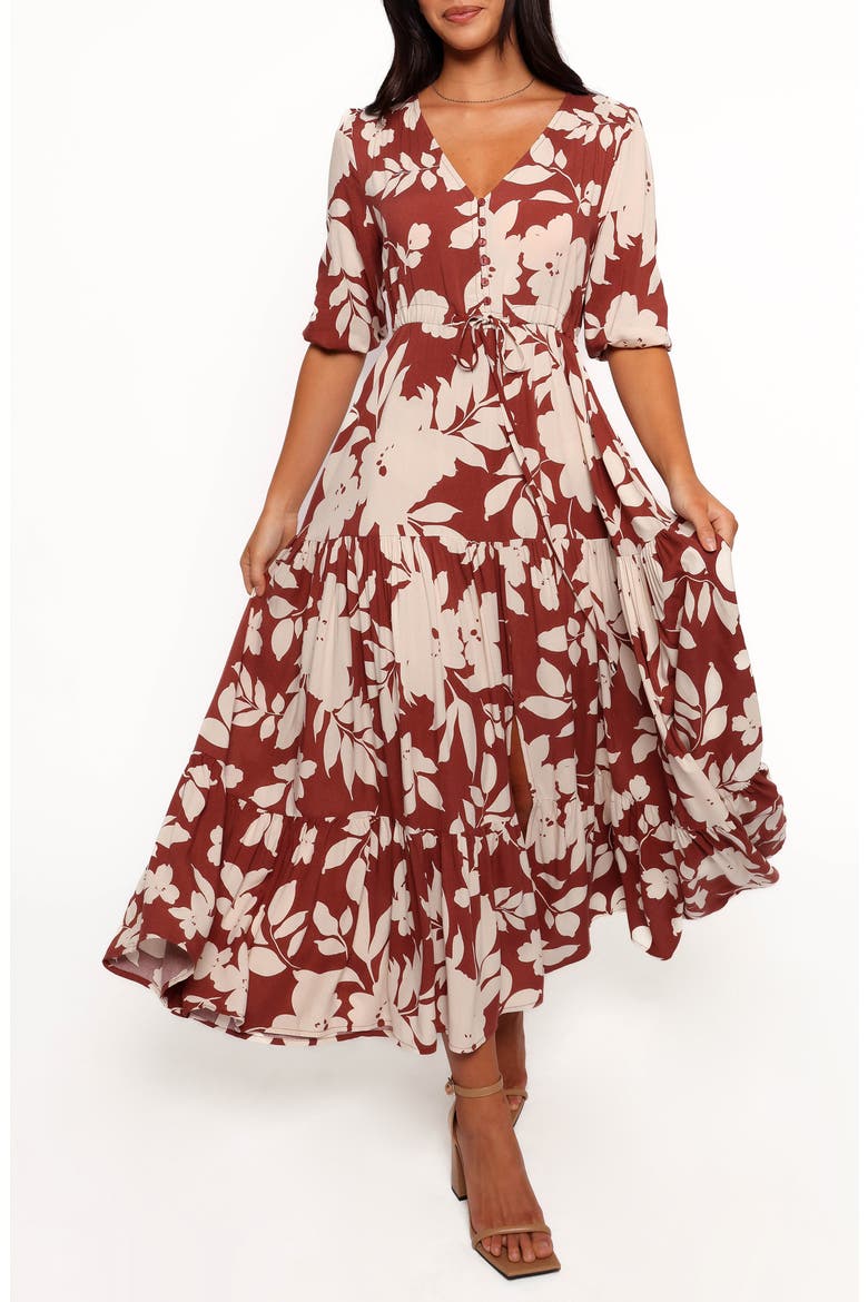 Kelda Floral Maxi Dress, Main, color, RUST FLORAL