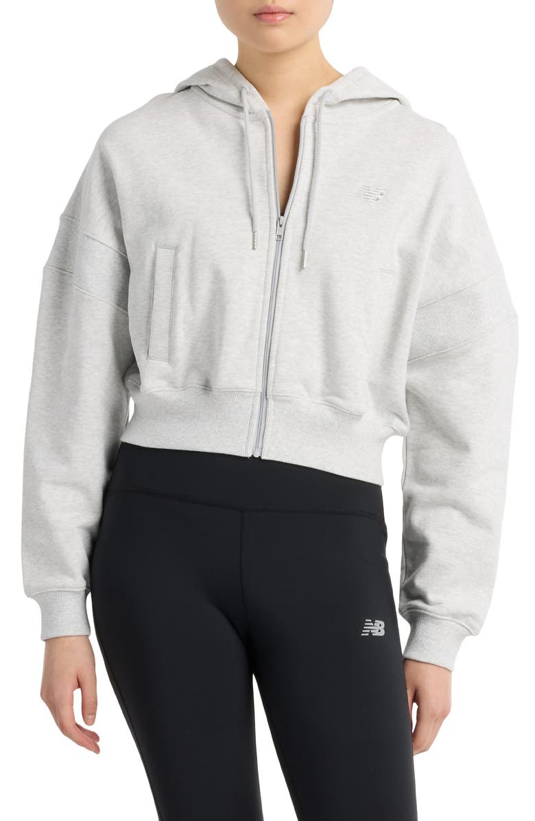 New Balance French Terry Crop Zip Hoodie, Main, color,