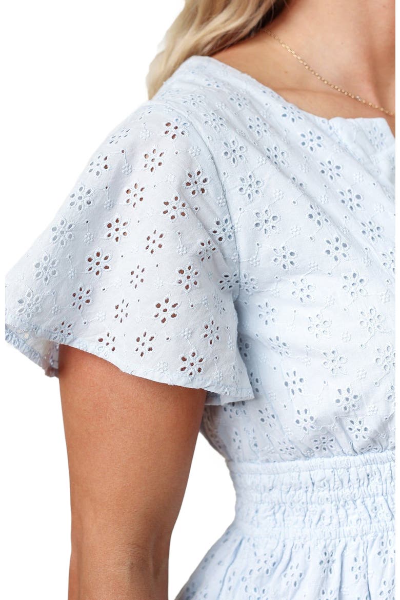 Women's Organic Tiered Eyelet Dress, Alternate, color, Pale Blue Eyelet