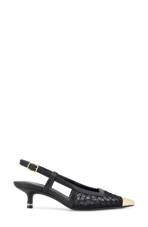 Kenneth Cole Maxine Kitten Heel Slingback Pump In Black Mesh