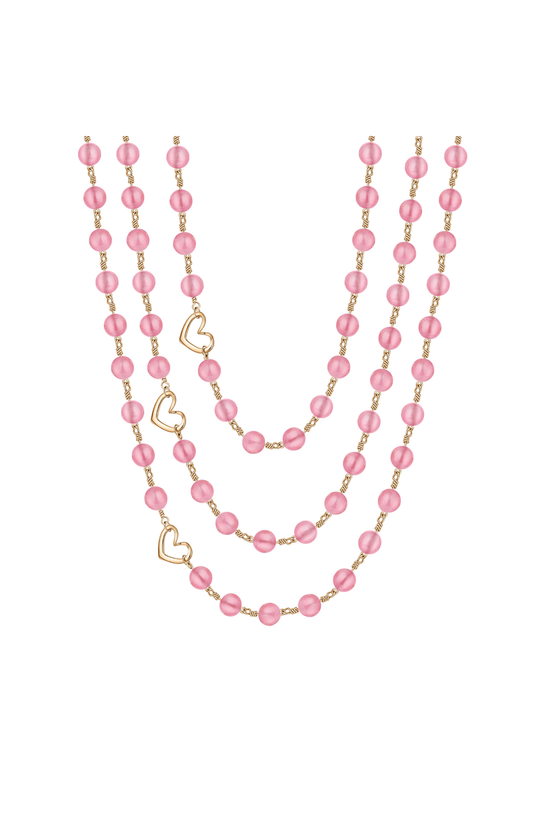Rosado Pink Glass 3-Layer Socialite Necklace, Main, color, Pink