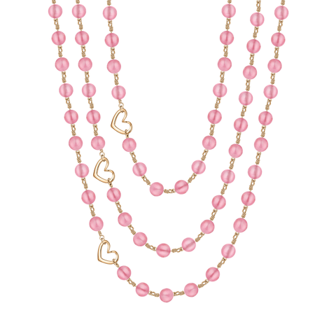 Rosado Pink Glass 3-Layer Socialite Necklace