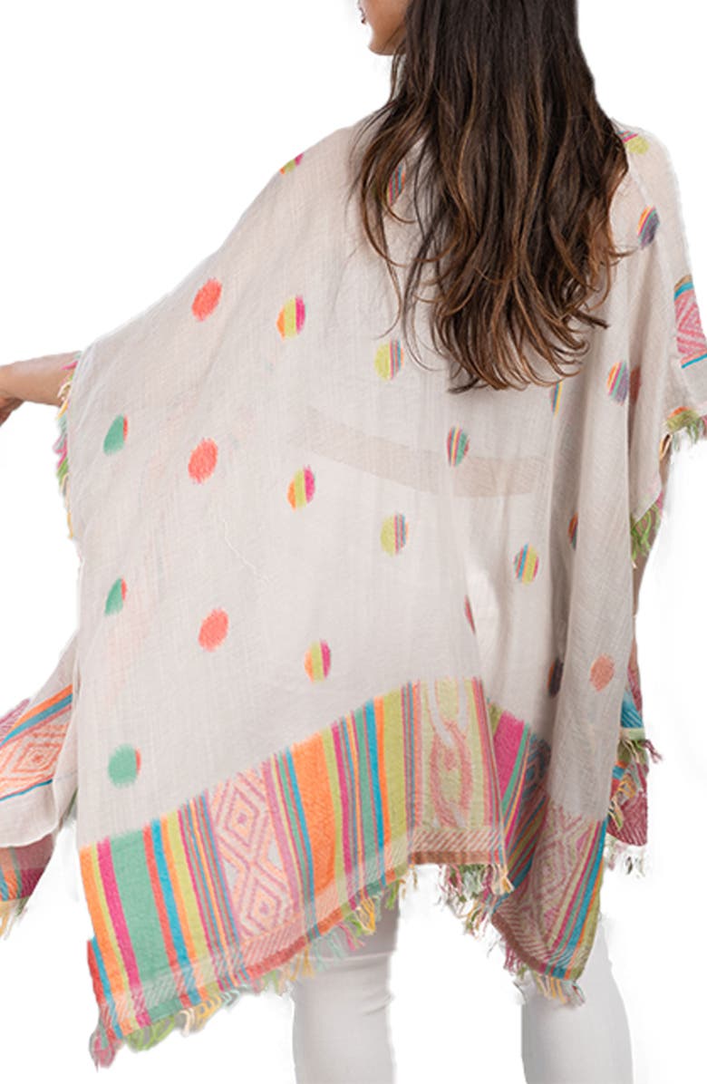 SAACHI Geometric Border Cotton Topper, Alternate, color, Grey