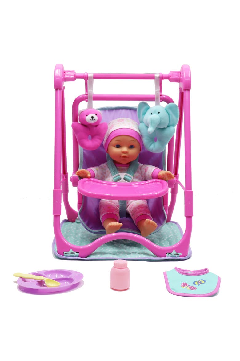 12 Inch Baby Doll 4 In 1 High Chair Play Set, Ages 2+, Main, color, Multicolored