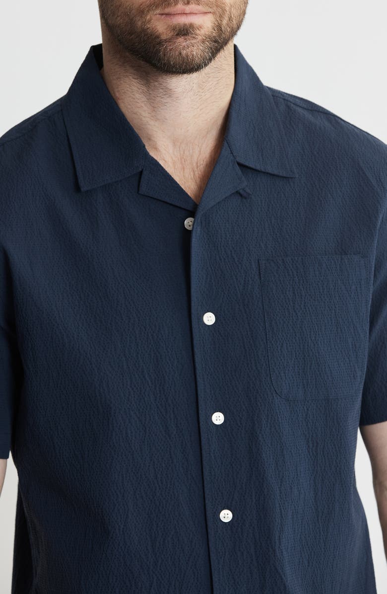 JACHS Suffolk Seersucker Camp Shirt, Alternate, color, Navy