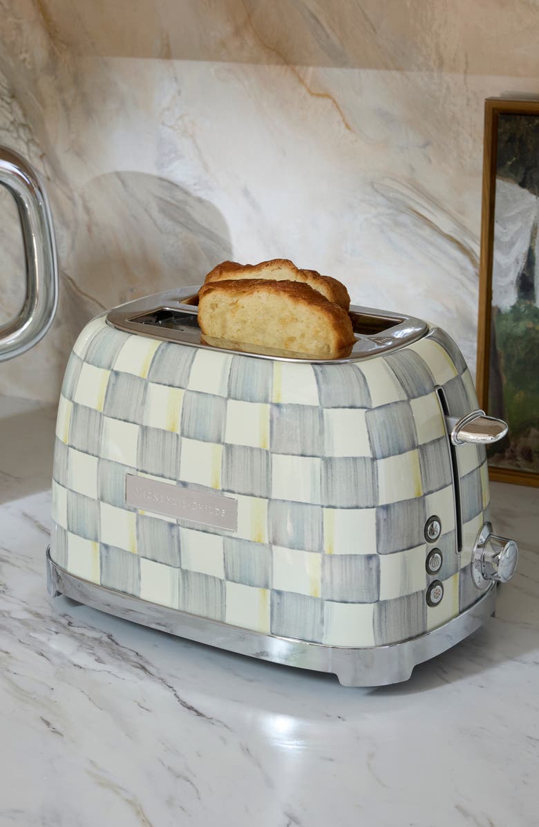 MACKENZIE CHILDS Sterling Check 2-Slice Toaster, Alternate, color, Sterling
