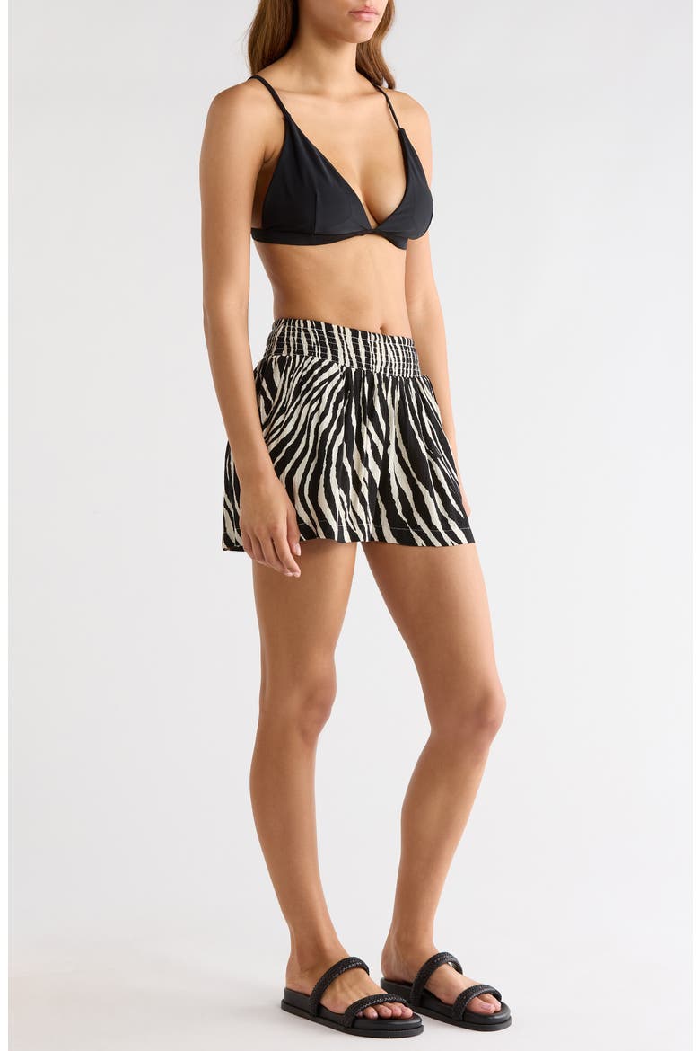 Print Pull-On Shorts, Alternate, color, BLACK ZEBRA