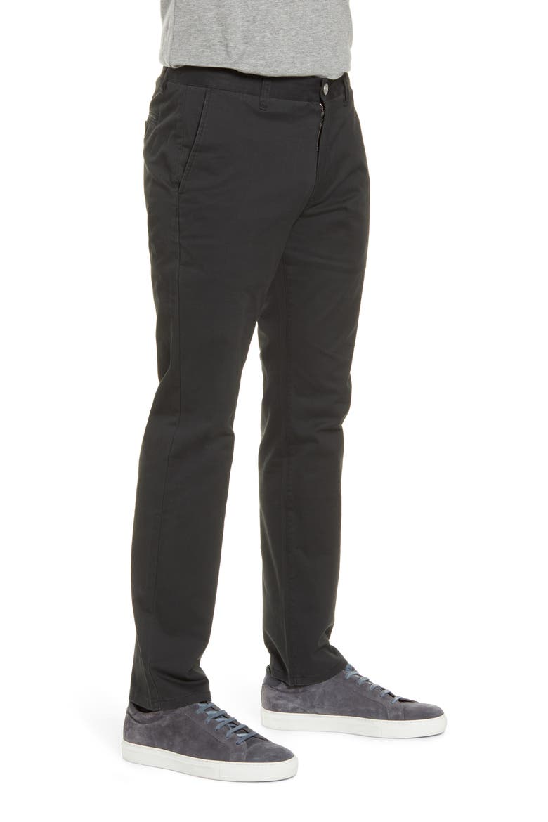 Tailored Fit Washed Stretch Cotton Chinos, Alternate, color, JET BLACK