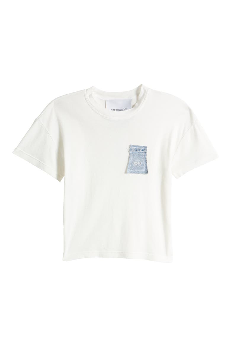 Denim Logo Patch Organic Cotton & Hemp Crop T-Shirt, Alternate, color, WHITE