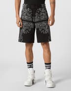 PHILIPP PLEIN Denim Shorts Paisley Bandana Men