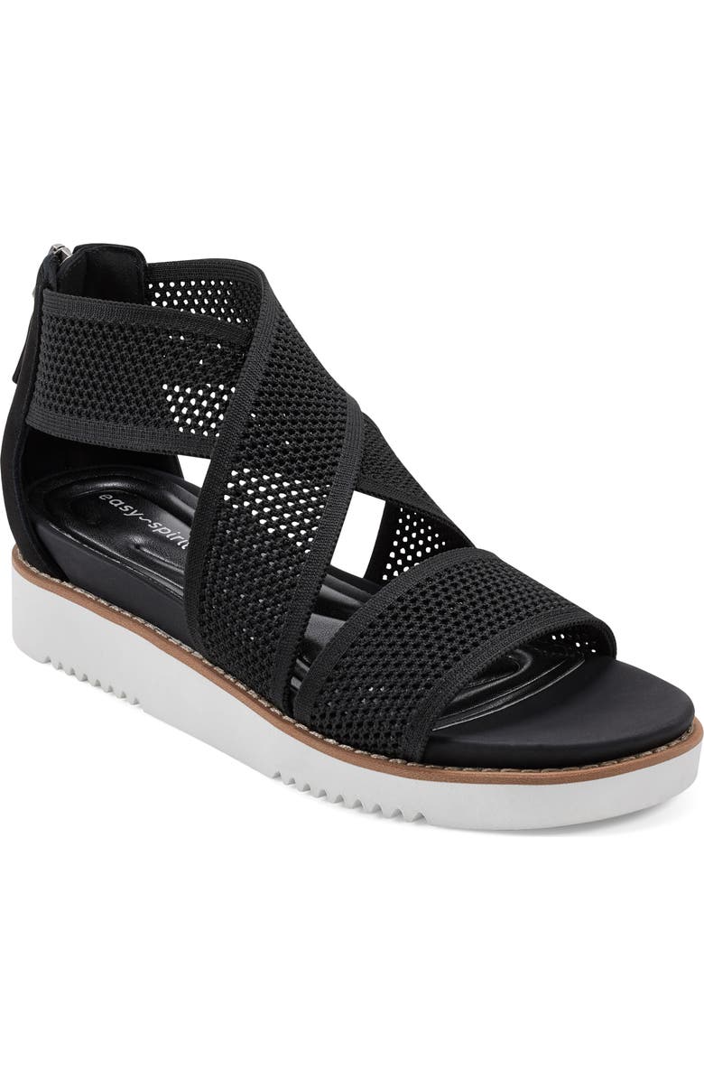 Easy Spirit Wander Strappy Sandal, Main, color, Black