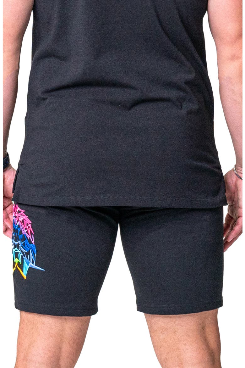 Neon Graphic Drawstring Shorts, Alternate, color, BLACK