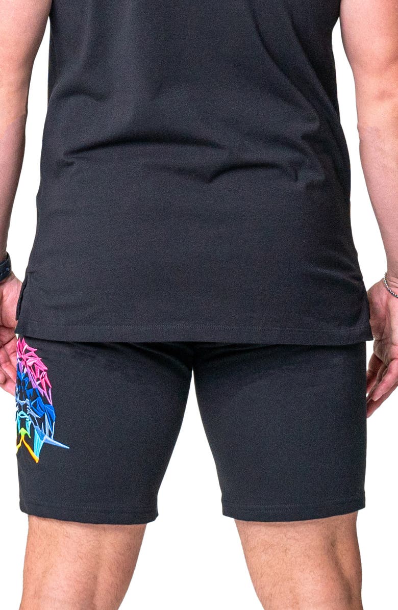 Maceoo Neon Graphic Drawstring Shorts, Alternate, color, Black