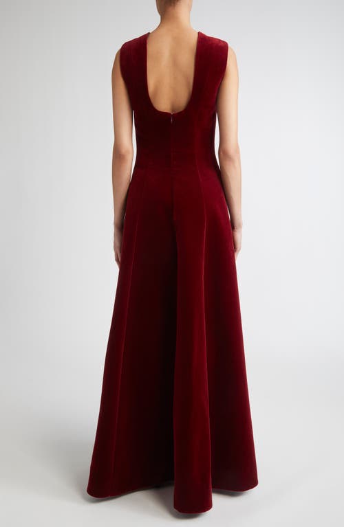Emilia Wickstead Nodin Sleeveless Velvet Column Gown In Red