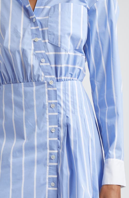 Veronica Beard Poppe Wrap-effect Striped Cotto-blend Poplin Mini Shirt Dress