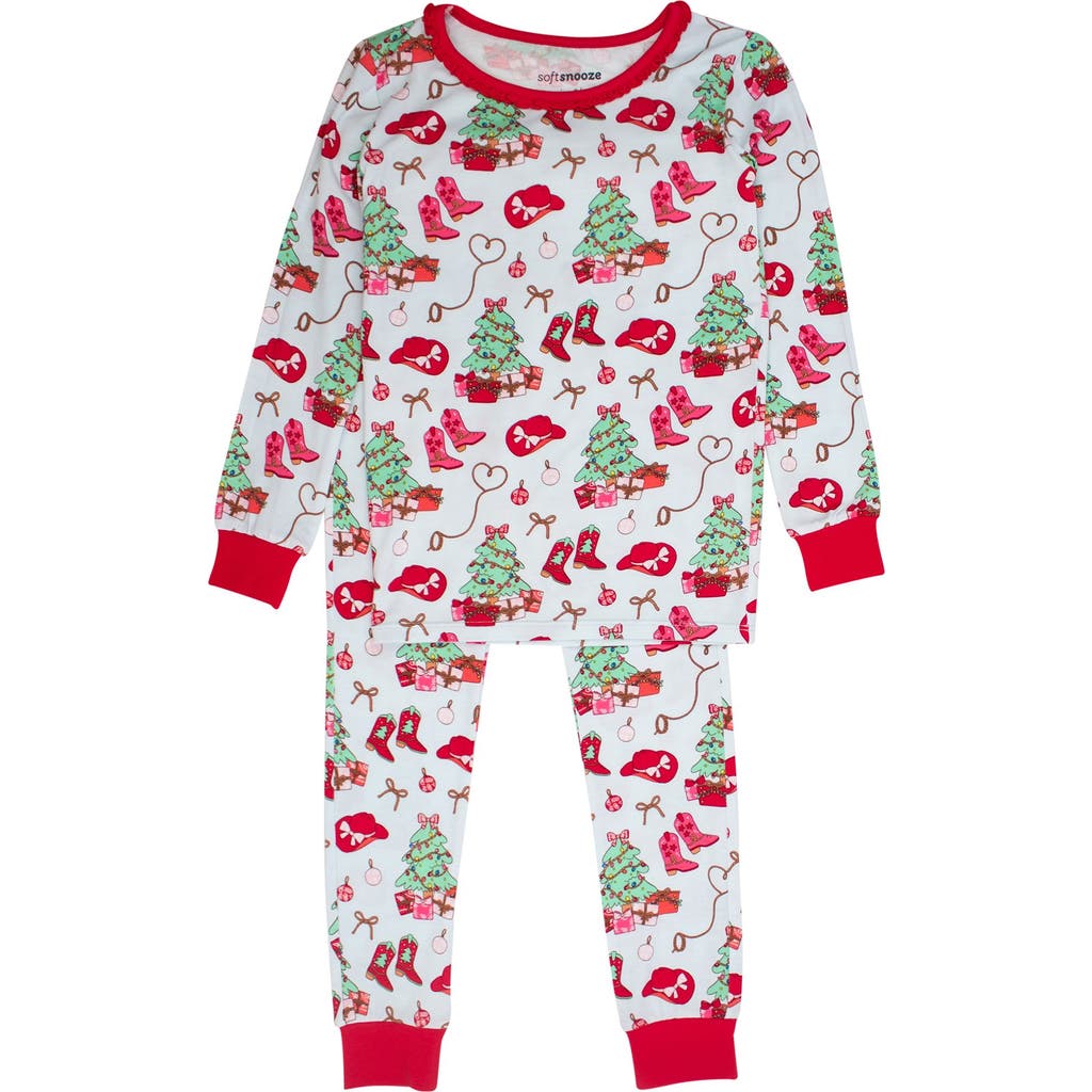 Rufflebutts Girls Softsnooze Ruffle Long Sleeve Pajama Set In Multi