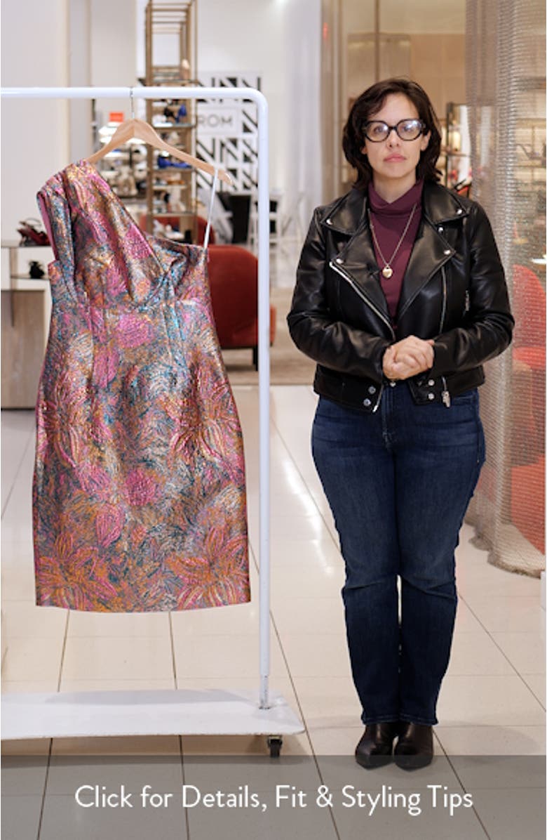 Brocade One-Shoulder Cocktail Dress, sales video thumbnail