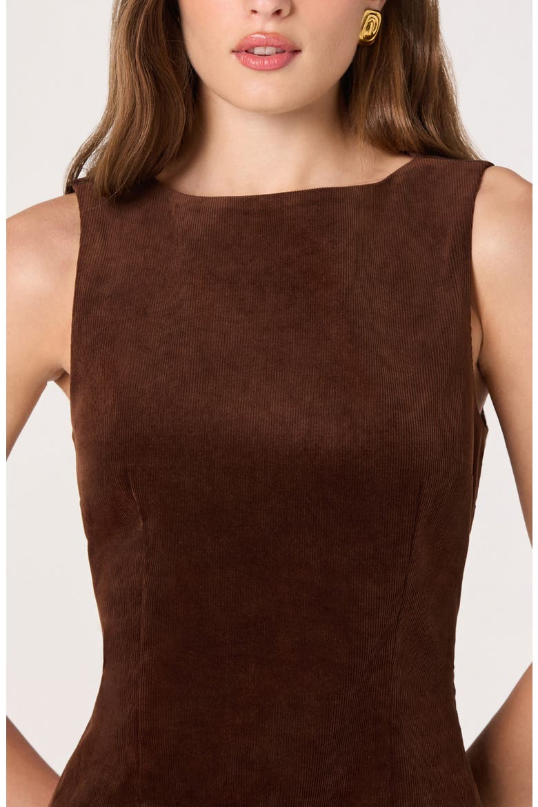 Sleeveless Corduroy Minidress, Alternate, color, CAMEL