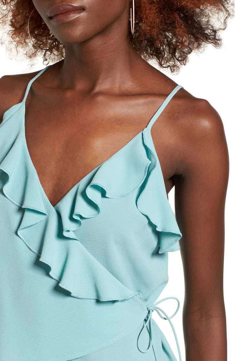Leith Wrap Front Ruffle Tank, Alternate, color, Teal Aquifer