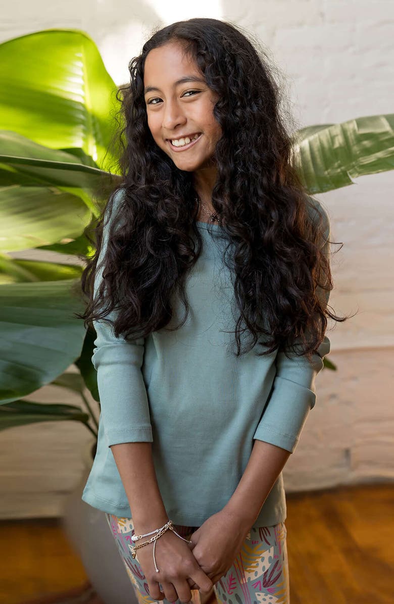 Mightly Organic Cotton Long Sleeve Ribbed Scoop Neck Tee, Alternate, color, Willow