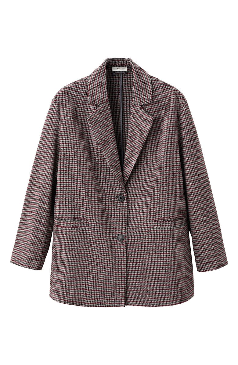 MANGO TEEN Houndstooth Check Blazer, Alternate, color, Grey