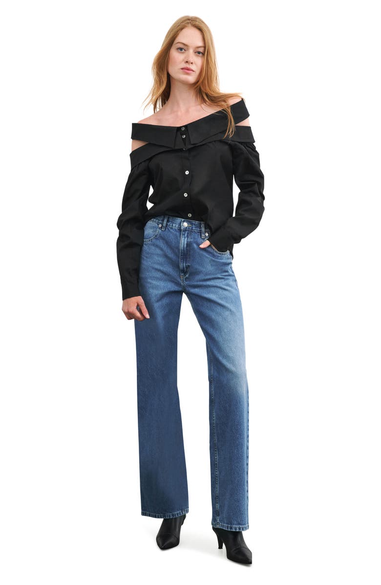 Marcella Vesper Off the Shoulder Button-Up Shirt, Alternate, color, 