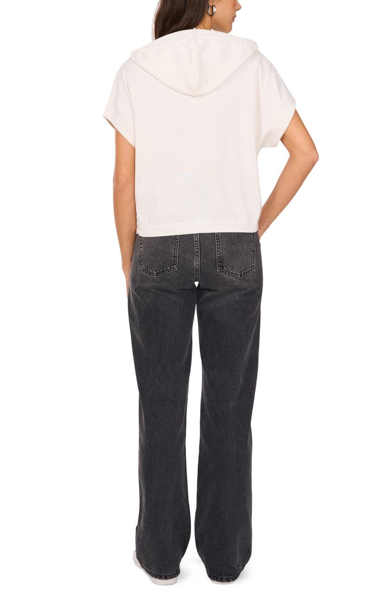 Vince Camuto Short Sleeve Hooded Sweater, Alternate, color, Antique White