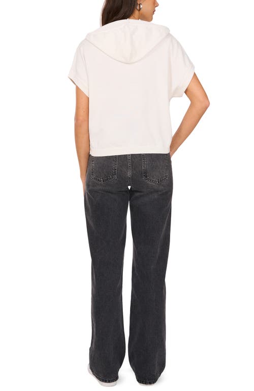 Vince Camuto Short Sleeve Hooded Sweater In White