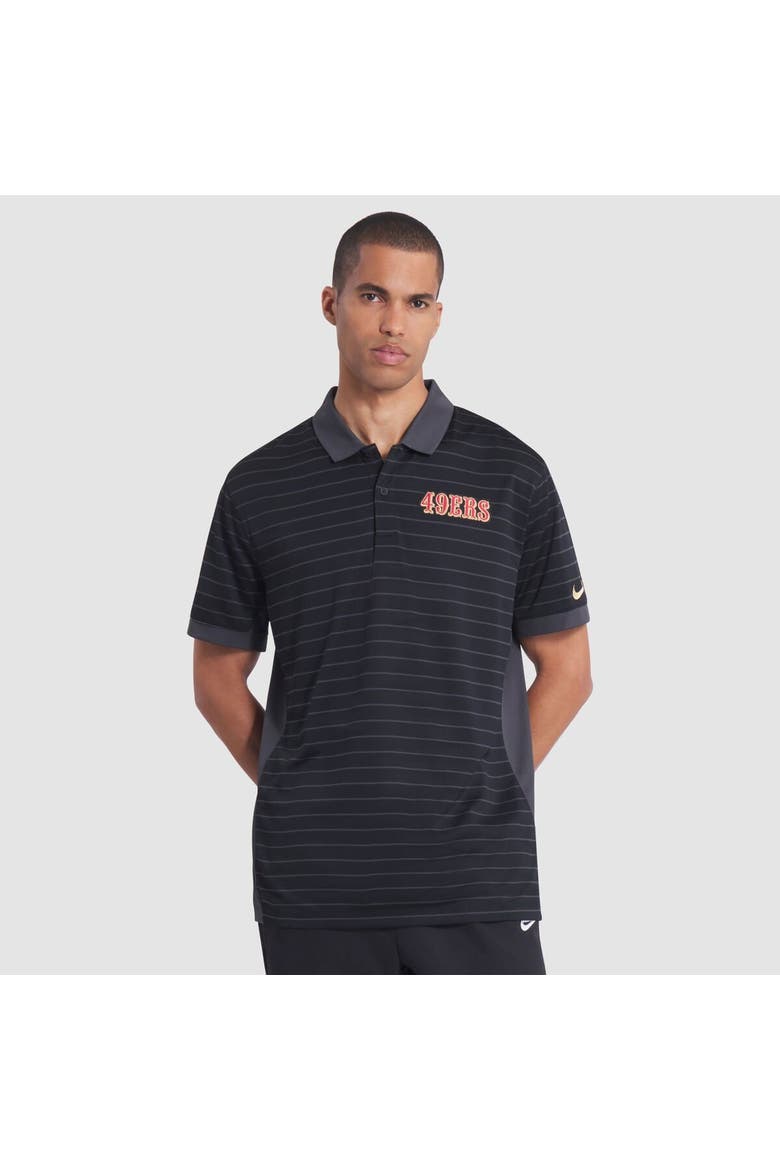 Men's Nike  Black San Francisco 49ers 2025 Rivalries Collection Sideline Victory Striped Dri-FIT Polo, Main, color, Black