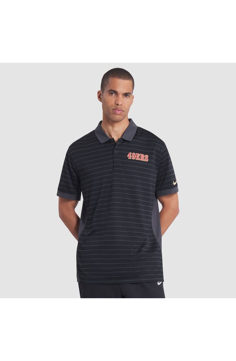 Nike Men's Nike Black San Francisco 49ers 2025 Rivalries Collection Sideline Victory Striped Dri-FIT Polo, Main, color, Black