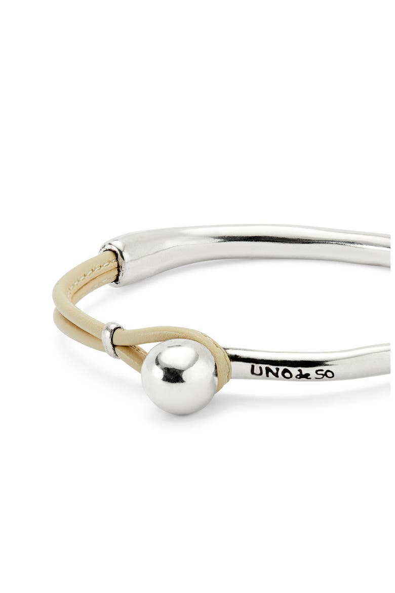 Bracelet with Brown Leather, Alternate, color, Silver