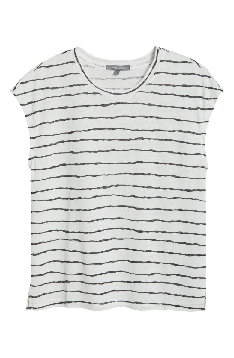 Wit & Wisdom Stripe Linen Blend T-Shirt, Alternate, color, 