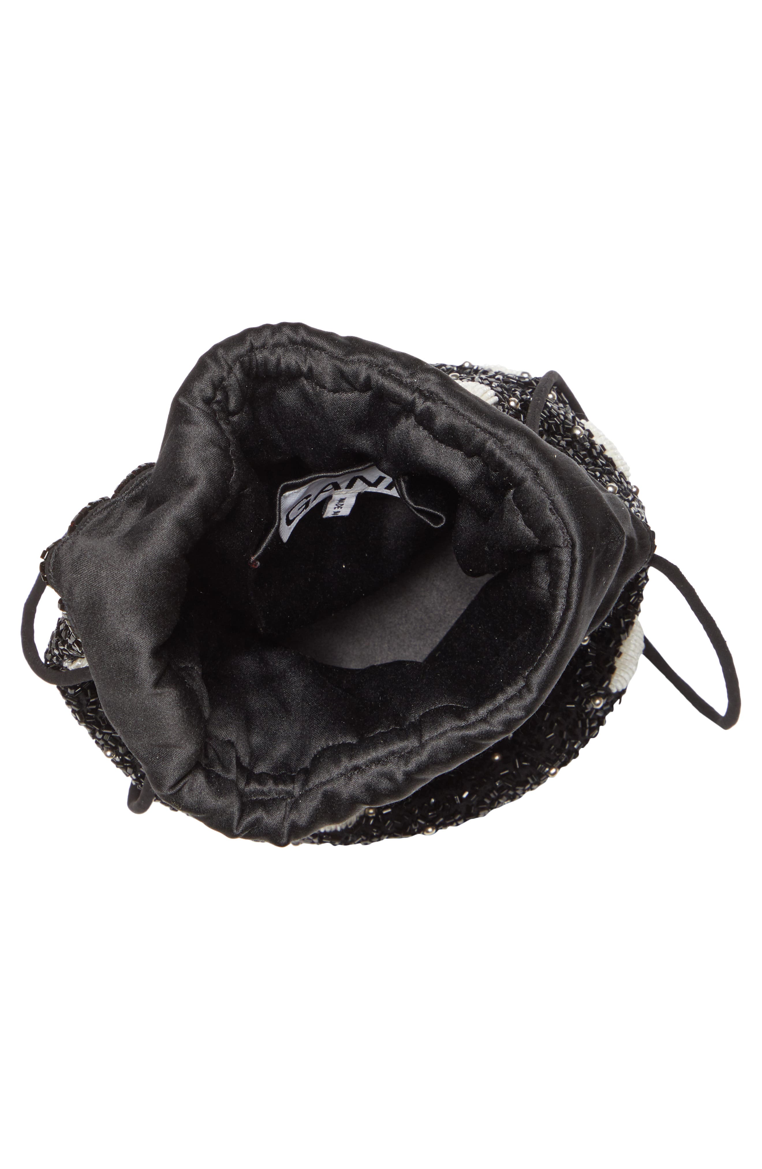 Ganni Hand Beaded Drawstring Bag, Alternate, color, 