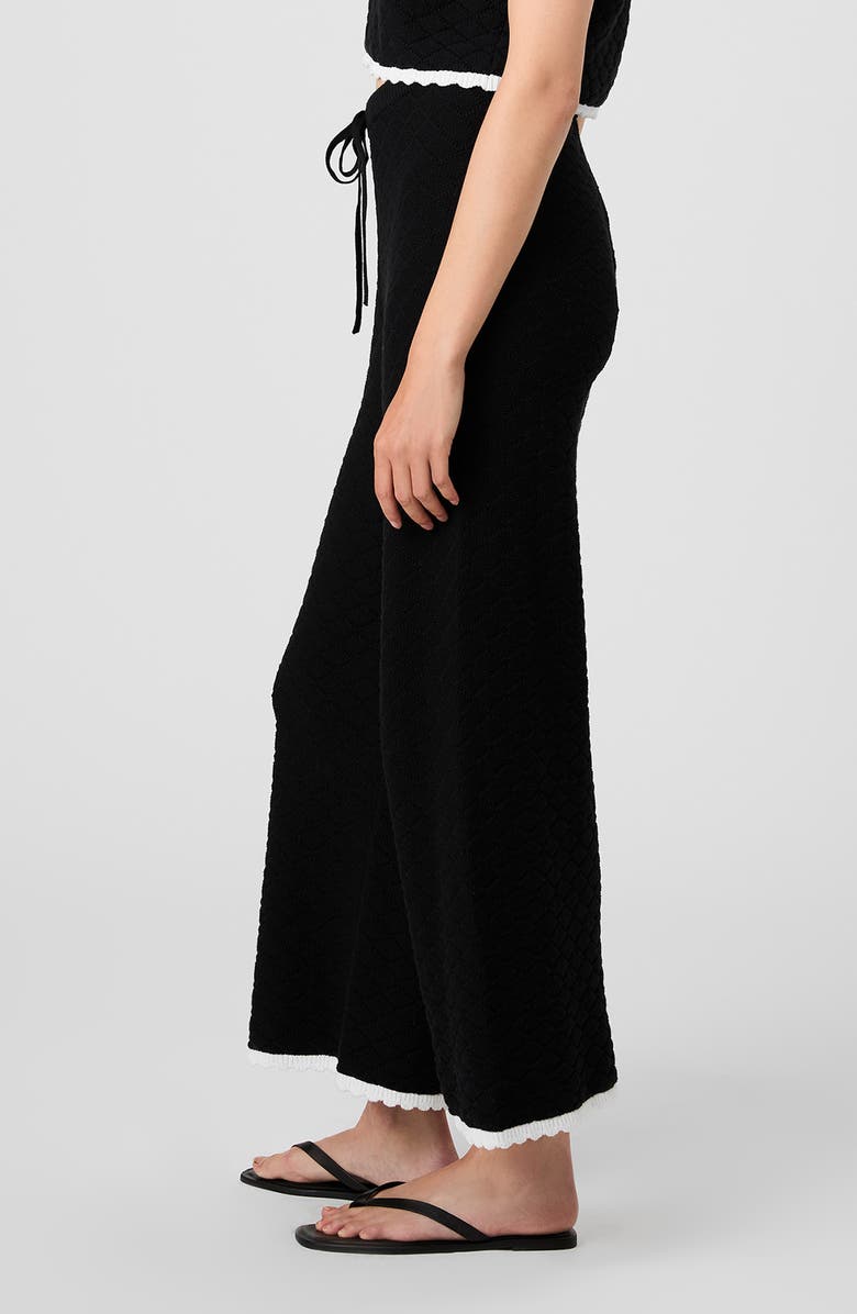 French Connection Teddy Diamond Knit Wide Leg Crop Pants, Alternate, color, Black-Summer White