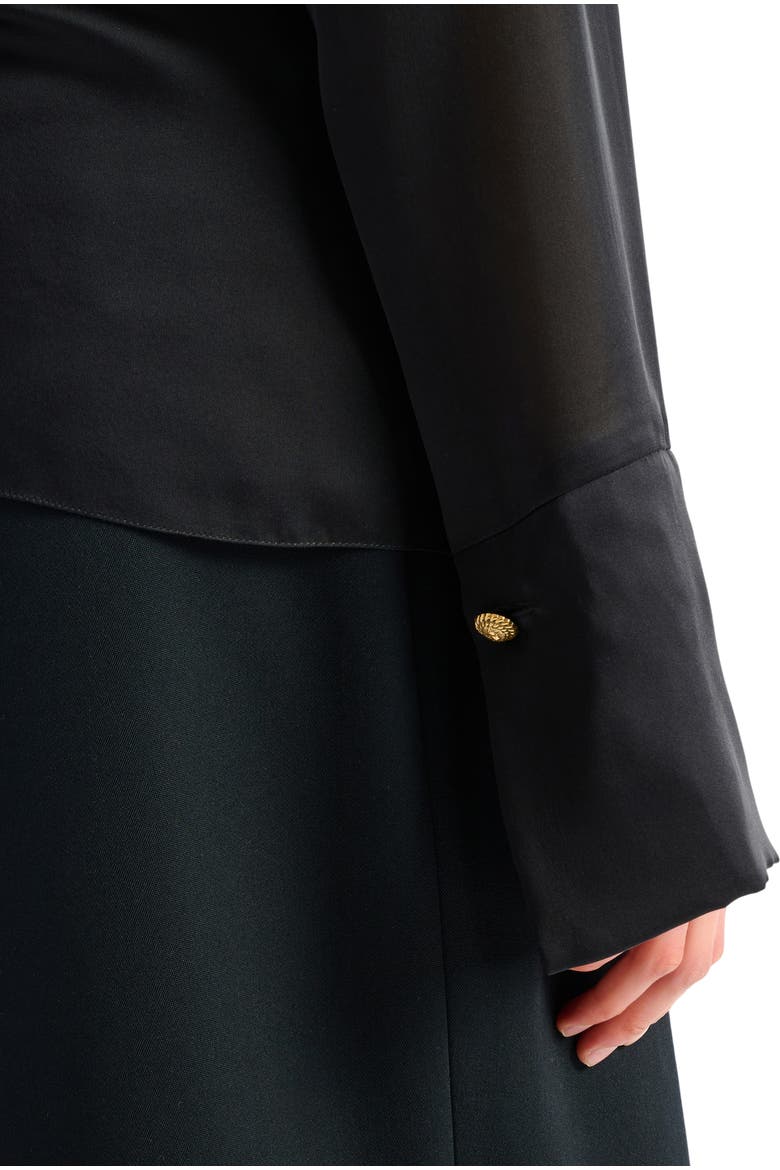 Silk shirt with tie collar, Alternate, color, black