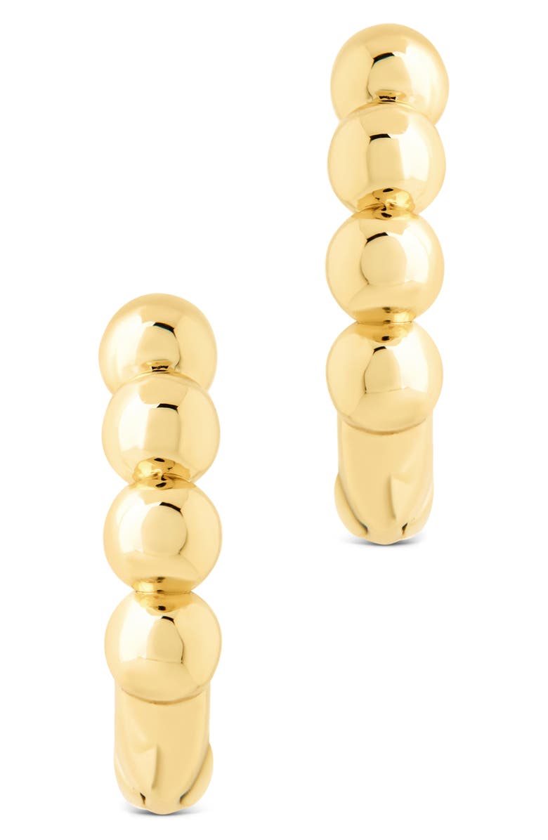 Sterling Forever Natalie Polished Sphere Huggie Hoop Earrings, Alternate, color, Gold