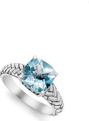 SAMUEL B. Cushion Cut Sterling Silver Braided Band Ring