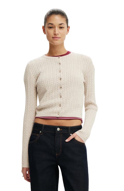 Women's Cotton Crew Neck Cardigan