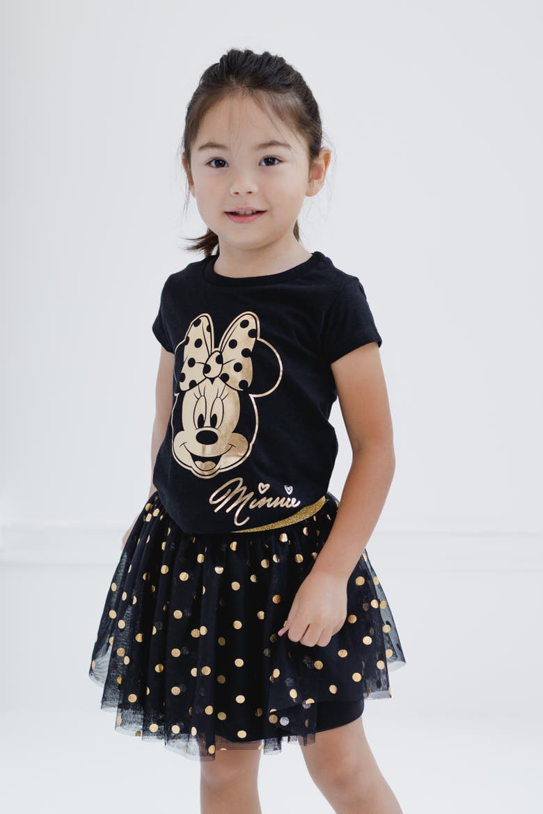 Minnie Mouse 2-Piece T-Shirt and Tutu Skirt Set, Alternate, color, Minnie Black Gold