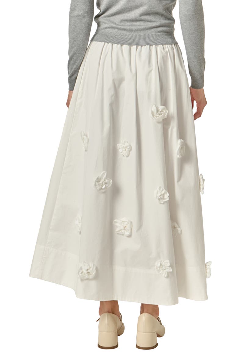 3D Flower Maxi Skirt, Alternate, color, WHITE