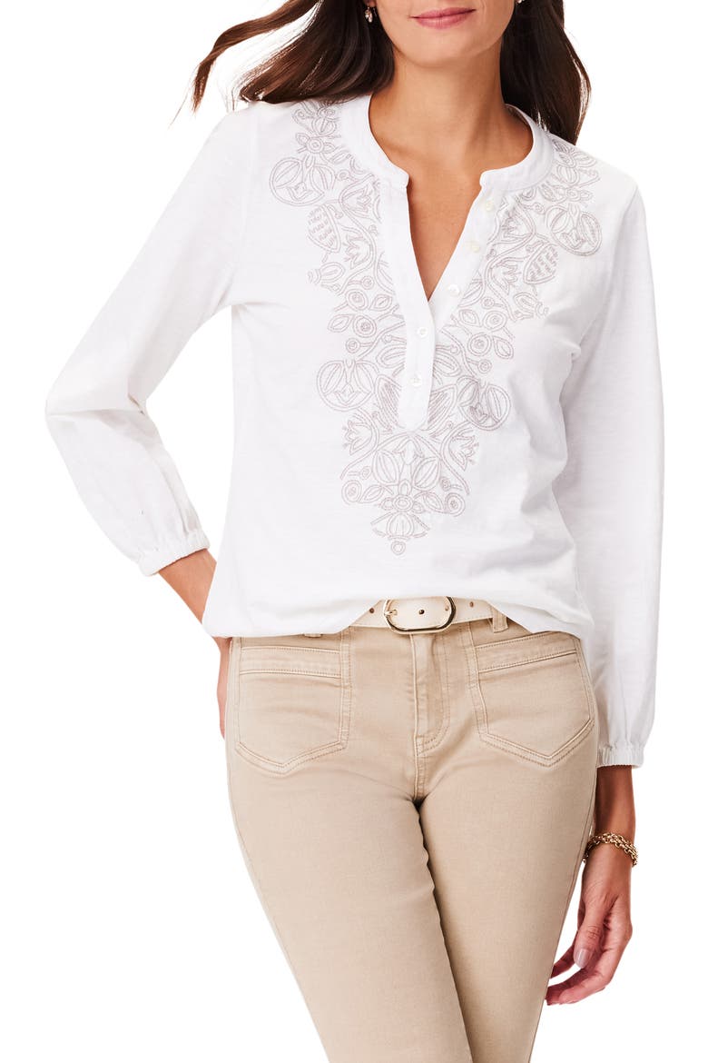Climbing Vines Embroidered Top, Main, color, WHITE MULTI