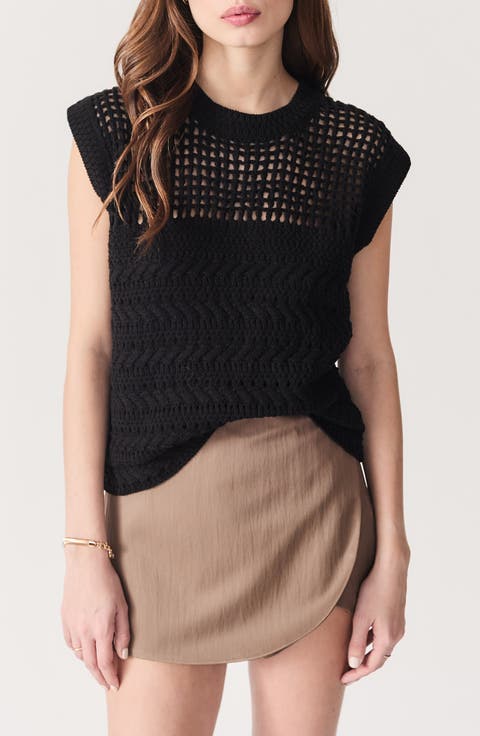 Paulo Open Stitch Cap Sleeve Sweater